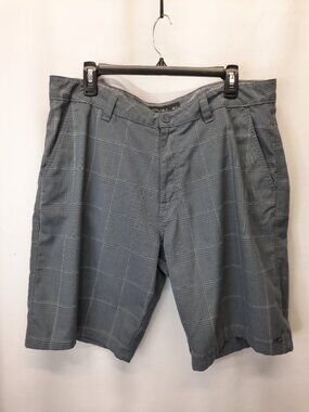 O'Neill Men's Plaid Hybrid Shorts Size 36 Gray Blue Surf Skate Coastal